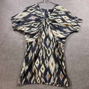 MM COUTURE by MISS ME Ikat Diamond Print Dolman Sleeve V Neck Dress Size M